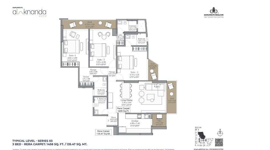 Gurukrupa-Alaknanda-Floor-Plan-3 BHK- 1458 Sqft-Typre-2